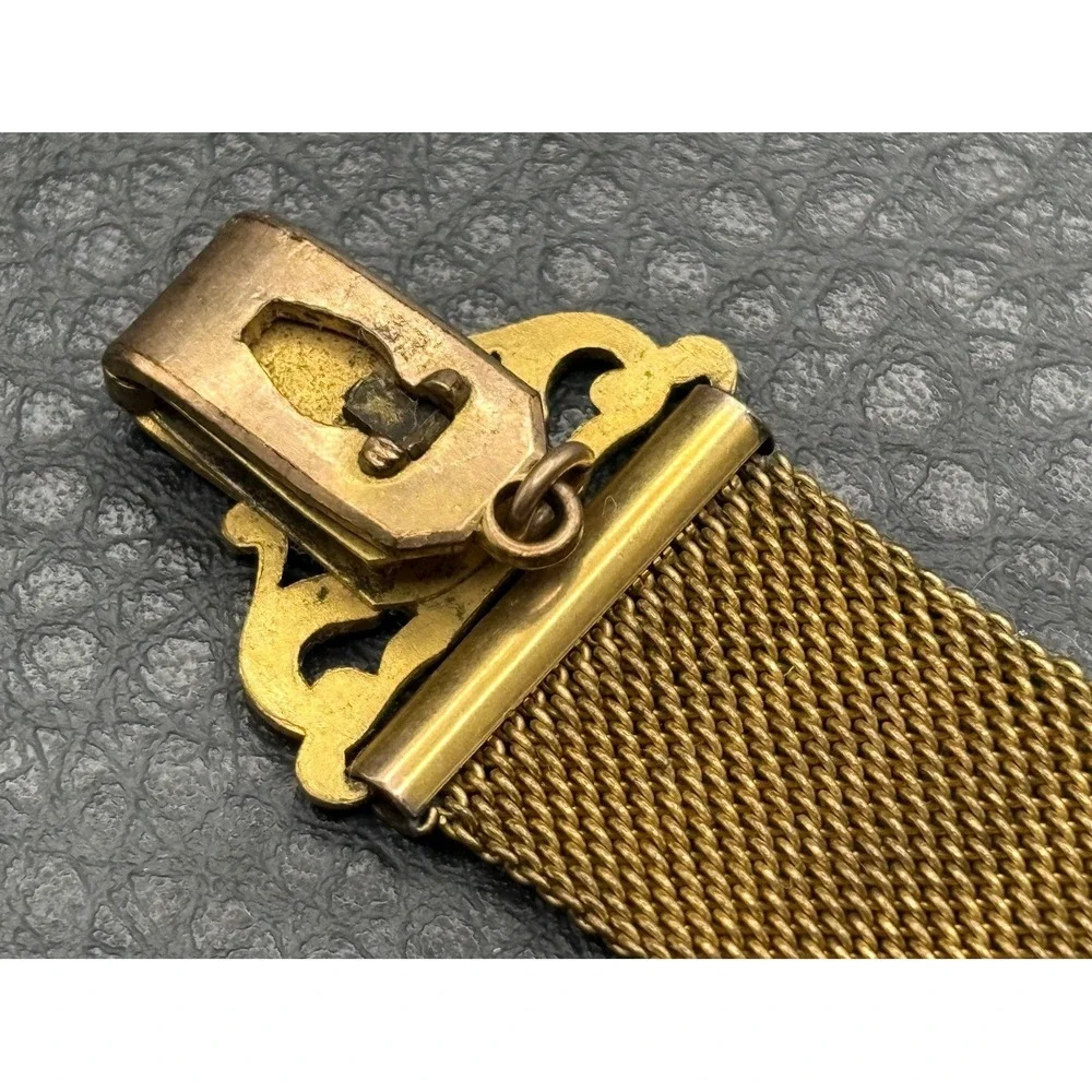 Antique Victorian Gold Filled Mesh Watch Fob Chain Ornate Clasp READ